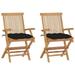 Irfora Patio Chairs with Black Cushions 2 pcs Solid Teak Wood