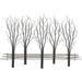 JIARUI Metal Wall Art with Five Leafless Winter Trees and a Metal and Woven Natural Rattan Vines Fence and Four Integrated Metal Hanging Loops