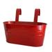 Balcony Planter Metal Iron Hanging Flower Pots Railing Planter Oval Round Hanging Bucket Pots - red