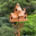 Metal Art With Rod Birdhouse Feeder Garden Bird House Decoration Bird Feeder Exquisite Garden Stakes Garden Stake Birdhouse Birdhouse Garden Stakes 3