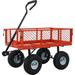 Steel Wagon Cart with Mesh Removable Sides 3 cu ft 550LBS Capacity Heavy Duty Garden Cart with Pneumatic All Terrain Tires Rolling Cart with 180Â°Adjustable Handle for Garden Farm Yard Red