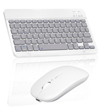 Rechargeable Bluetooth Keyboard and Mouse Combo Ultra Slim Keyboard and Mouse for DYYAN Smart TV 32/42/50/55/60-Inch TV and Bluetooth Enabled Mac/Tablet/iPad/PC/Laptop - Stone Grey with White Mouse