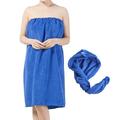 harmtty 1 Set Bath Towel Wrap Breathable Good Elasticity Microfiber Water Absorbent Hair Towel Shower Cover Up for Ladies Royal Blue