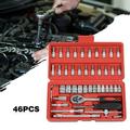 G-Plus 1/4 Ratchet Wrench Combination Socket Tool Set Kit Auto Car Repair Tool Silver