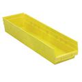 Plastic Shelf Bin Nestable 6-5/8 W x 23-5/8 D x 4 H Yellow Lot of 6