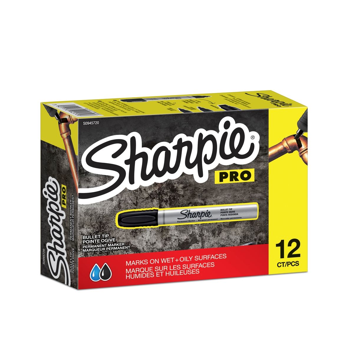 SHARPIE®Permanent Marker S0945720 Schwarz - PRO Metal Barrel Rundspitze 12er Schachtel Image