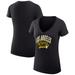 Women's G-III 4Her by Carl Banks Black Los Angeles Rams Filigree Logo Lightweight V-Neck Fitted T-Shirt