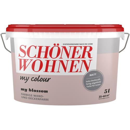 „SCHÖNER WOHNEN-FARBE Wand- und Deckenfarbe „“my colour““ Farben 10 Liter, my magnolia, matt, leicht zu verarbeitende Innenfarbe Gr. 5 l 5000 ml, rosa (my blossom) Wandfarbe bunt“