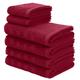Handtuch Set MY HOME "Demara, Gästetücher, Handtücher" Handtuch-Sets Gr. 6 tlg., rot Handtuch-Sets unifarbene Handtücher, Hoch-Tief-Struktur Quadrate, 100% Baumwolle