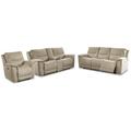 Signature Design by Ashley Next-Gen Gaucho 3 Piece Reclining Living Room Set Faux Leather/Polyester in Brown | 41 H x 91 W x 41 D in | Wayfair Living Room Sets