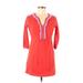 Boden Casual Dress - A-Line V-Neck 3/4 sleeves: Red Solid Dresses - Women's Size 2 Petite
