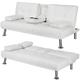 Click Clack Sofa Bed 3 Seater Sofa Couch Living Room/Spare Room/Guest Room Bed Settee With Cup Holders, White - white - Yaheetech