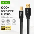 YYTCG Hifi Câble USB Haute Qualité OCC Argent Placage Radiateur A-B C-B C-C Numérique AB Audio Type