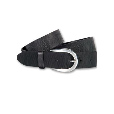 Ledergürtel SILBERGIFT, Damen, Gr. 100, schwarz, Rindsleder, unifarben, modisch, Gürtel, Schraffiert, Silber-Hufeisenschließe Image