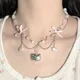 Sanurgente-Collier perlé avec nœud Hello Kitty pour femme jolie fille cœur étoile pompon