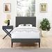 Phoebe Grey Upholstered Platform Bed with Squared Tapered Legs