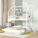 Twin over Twin-Twin Bunk Bed Creativity House Bed with Extending Trundle and Ladder, Full-Length Guardrail Top Bunk