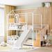 Twin over Twin Metal Bunk Bed Creativity House Bed with Slide and Storage Handrail Stair, Full-Length Guardrail Top Bunk