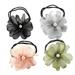 NUOLUX 4pcs Lace Flower Stretch Hair Ties Pearl Elastic Hair Ring Ponytail Holders Hair Accessories for Women Girls (Black Pink Green Grey for 1pc)