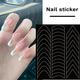 Litie 6 Sheets French Tip Nail Stickers Manicure Hollow Self Adhesive Wave Line Nail Auxiliary Decals Black Strips for Women DIY Decoration Stencil Tools