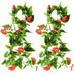 NUOLUX 2pcs Artificial Vines Morning Glory Hanging Green Plants Silk Garland Wall Fence Stairway Outdoor Wedding Hanging Baskets Decor (Red)