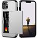 iPhone 13 Case with Card Holder Heavy Duty Protective Dual Layer Shockproof Hidden Card Slot Slim Wallet Case for iPhone 13 for Women&Men(Silver)