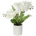 Briful 16 Small Potting Orchids Artificial Flowers White Phalaenopsis Orchid Fake Flowers Arrangements in Ceramic Vase Wedding Party Home Decor