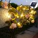 Solar Powered Rose String Lights Waterproof 16.4Ft 50 LED Fairy Lights Artificial Flower Floral Garland Light Decorations Garden Patio Fence Yard Outdoor