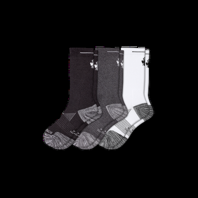 Men's Running Calf Sock 3-Pack - White Charcoal Black Bee - Medium - Bombas