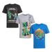 Minecraft Boys Creeper & Characters 3 Pack T-Shirt SetBlack/Gray Heather/Blue10/12