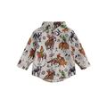 Bagilaanoe Toddler Baby Boys Shirt Cartoon Print Long Sleeve Tops 6M 12M 18M 24M 3T 4T Kids Loose Fit Lapel Collar Tops