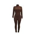 2023 Jumpsuits for Women Workout Rompers Clearance Sale Womenâ€™s Casual Fashion Sexy Bubble Cloth Zipper Solid Color Long Sleeve Tight Fitting Bodysuit