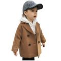 Toddler Kids Baby Girls Boys Plaid Coat Elegant Notched Collar Double Jacket Wool Coat Trench Coat