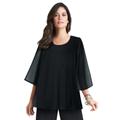 Plus Size Women's Georgette Flutter Top by Jessica London in Black (Size S)