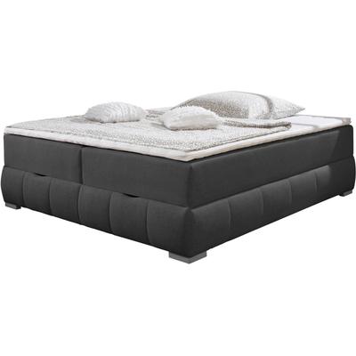 Boxbett "Wehma", grau (anthrazit), B:204cm L:204cm, GUIDO MARIA KRETSCHMER HOME & LIVING, Komplettbetten, ohne Kopfteil, inklusive Topper und Bettkasten Image