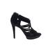 Tory Burch Heels: Slip-on Stiletto Cocktail Party Black Solid Shoes - Women's Size 9 1/2 - Open Toe