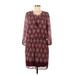 Rose + Olive Casual Dress Scoop Neck 3/4 sleeves: Burgundy Dresses - Women's Size Medium