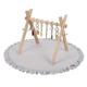 KiddyMoon Wooden Play Gym with Soft Foam Play Mat for Kids and Infants with Hanging Toys Activity Set Montessori Play Toy for Toddler Exercise Baby Gym, Natural with Light Grey Play Mat