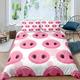 Kids Pig Bedding Set Cute Cartoon Pig Print Duvet Cover Set for Kids Boys Girls Lovely Pet Pigs Animal Comforter Cover Pink Pig Nose Decor Quilt Cover with 2 Pillowcases 3Pcs Bedding Double