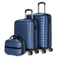 NUMADA,Set of 3/4 rigid suitcases. Cabin 53 cm, Medium 63 cm, Large 75 cm and Toiletry Bag. Set of ABS Eco Friendly Travel Suitcases, Eco Friendly ABS Travel Luggage Set, Combination Lock