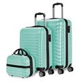 NUMADA,Set of 3/4 rigid suitcases. Cabin 53 cm, Medium 63 cm, Large 75 cm and Toiletry Bag. Set of ABS Eco Friendly Travel Suitcases, Eco Friendly ABS Travel Luggage Set, Combination Lock