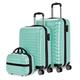 NUMADA,Set of 3/4 rigid suitcases. Cabin 53 cm, Medium 63 cm, Large 75 cm and Toiletry Bag. Set of ABS Eco Friendly Travel Suitcases, Eco Friendly ABS Travel Luggage Set, Combination Lock