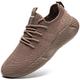 BUBUDENG Mens Trainers Running Sneakers Lightweight Outdoor Walking Shoes Tennis Sport Shoes Brown Size 11 UK(Label Size: 46)