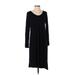 Eileen Fisher Casual Dress - Midi Scoop Neck Long sleeves: Black Print Dresses - Women's Size X-Small