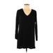 Boohoo Casual Dress - Mini V Neck Long sleeves: Black Print Dresses - Women's Size 8