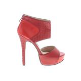 Michael Antonio Heels: Red Solid Shoes - Women's Size 6 - Peep Toe