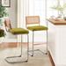 Mercer41 Krystalin Cane Back Counter & Bar Stool Upholstered/Velvet/Metal in Gray/White | 40.62 H x 18.11 W x 20.08 D in | Wayfair