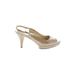 Nine West Heels: Pumps Stilleto Cocktail Party Tan Print Shoes - Women's Size 8 - Peep Toe