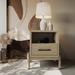 Latitude Run® Lyra Solid Wood 1-Drawer Nightstand Wood in Brown/Gray | 19.69 W x 19.69 D in | Wayfair 9EE367C55C3E4564A622BDC40F1FD91A