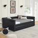 Wildon Home® Alaynah Daybed w/ Trundle Upholstered/Faux leather in Black/Brown | 30.5 H x 57 W x 85.5 D in | Wayfair